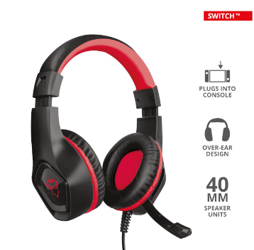 Audifono Trust Gaming Rana 3.5Mm Negro-Rojo Con Microfono Gxt 404R