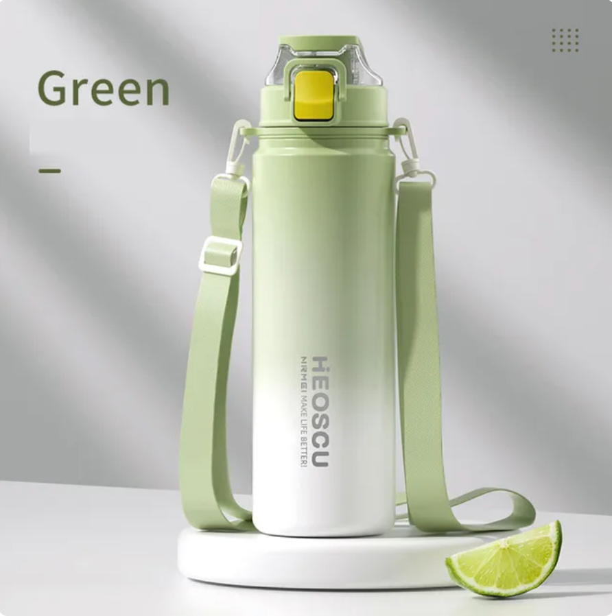 Botella Thermo Inox Color Verde y Blanco