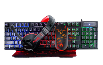 Kit Teclado+Mouse+Pad+Audifono Marvo Gaming Rgb Negro Cm409 Sp