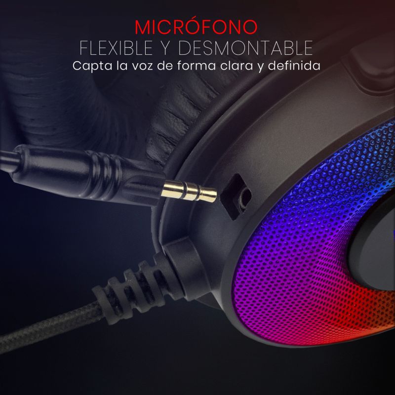 Audifono Redragon Gaming Pandora 3.5Mm Negro Con Microfono Rgb H350