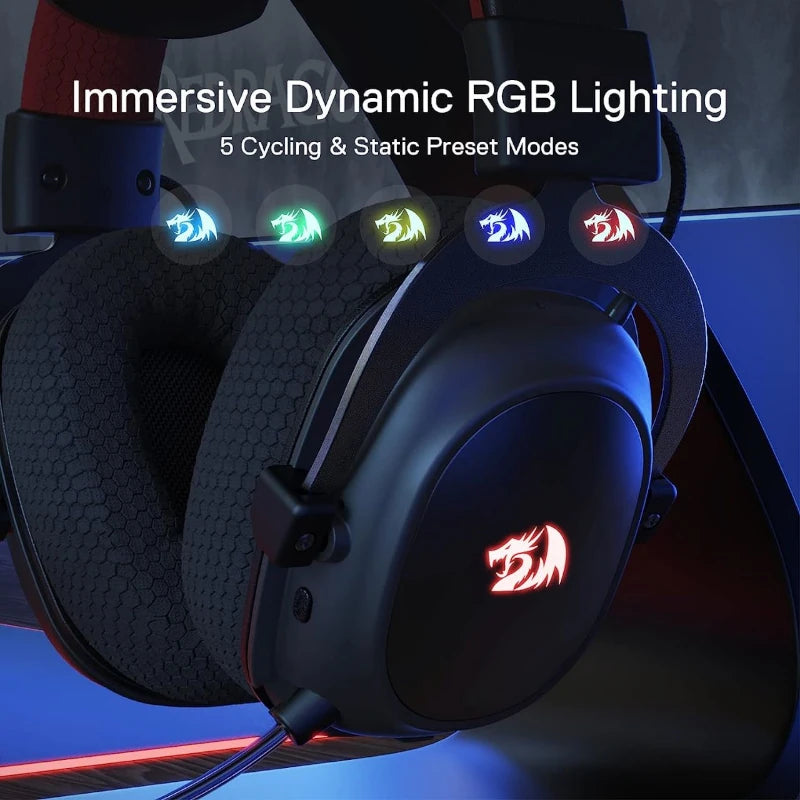 Audifono Redragon Gaming Zeus X Inalambrico 7.1 Negro Con Microfono Rgb H510WL