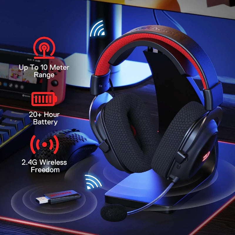 Audifono Redragon Gaming Zeus X Inalambrico 7.1 Negro Con Microfono Rgb H510WL