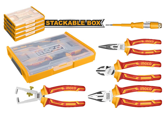 CAJA DE HERRAMIENTAS PARA ELECTRICISTA INGCO APILABLE 5 PZS